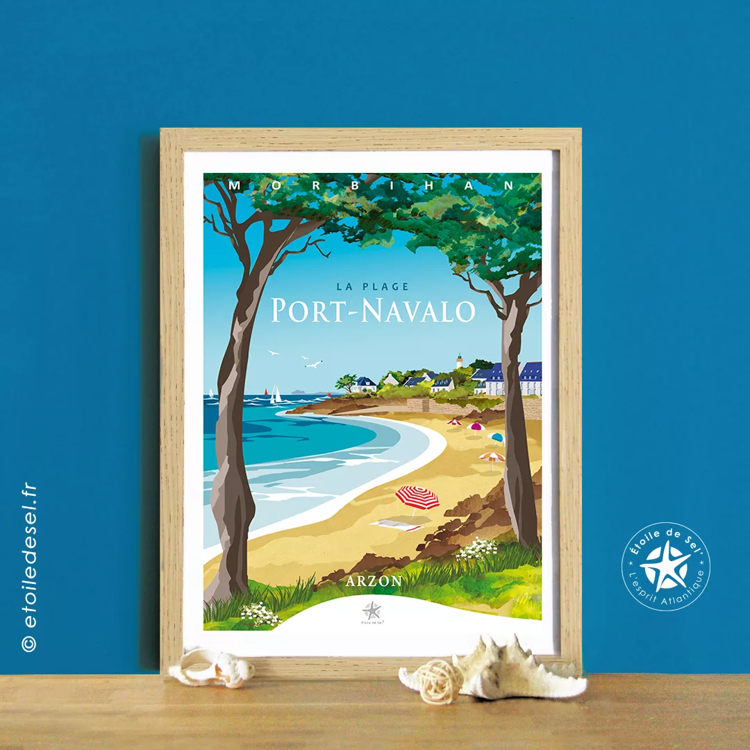 affiche_encadrée_grande_plage_de_port_navalo_arzon_morbihan_bretagne